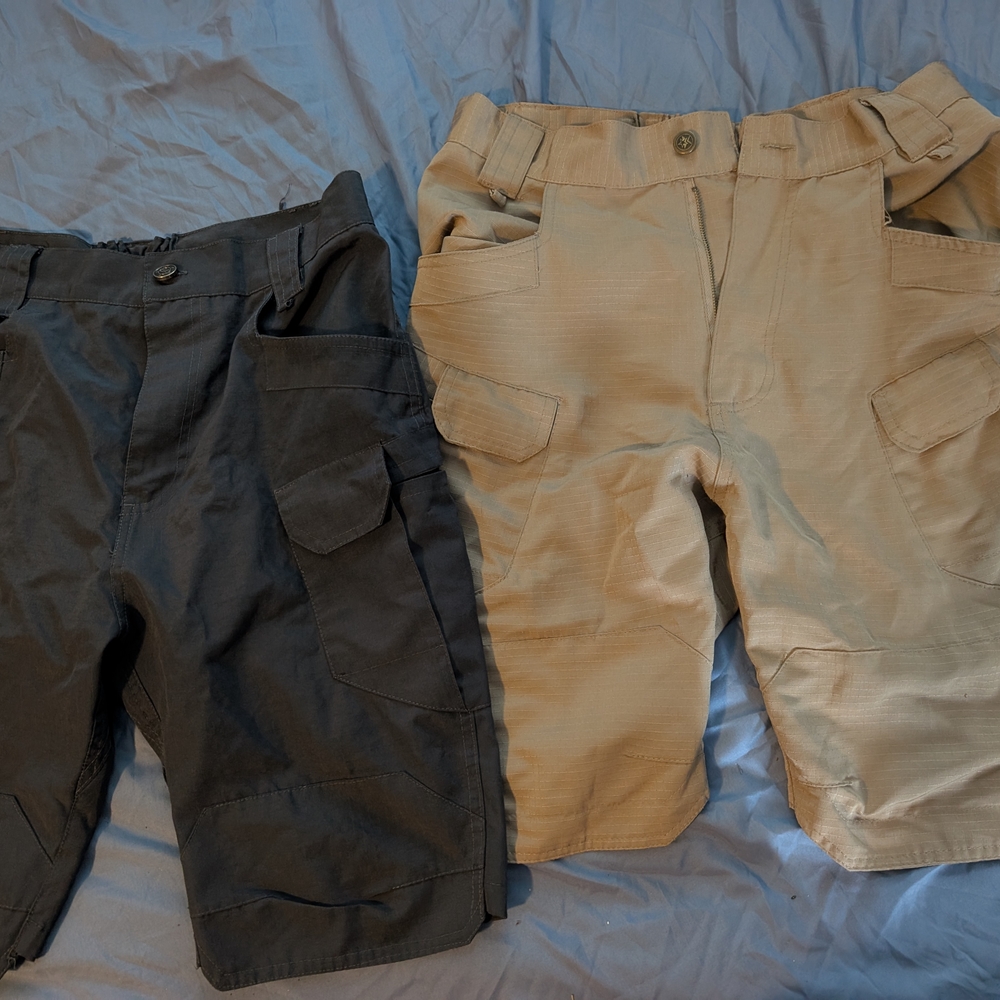 Mens Cargo Shorts Set - Gray and Khaki